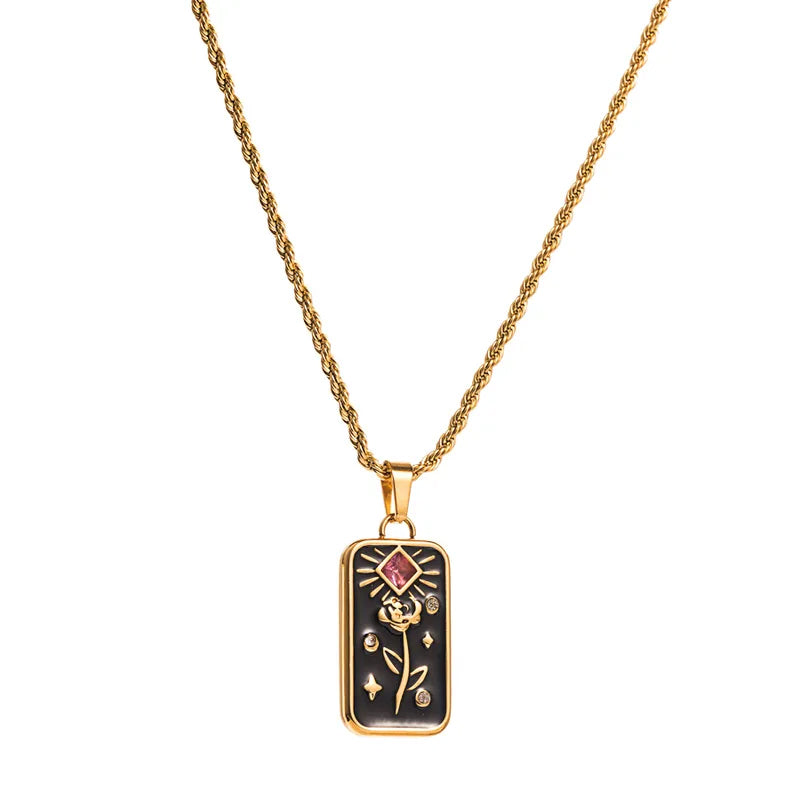 Ethnic steel pendant with flower, pack of 1 piece