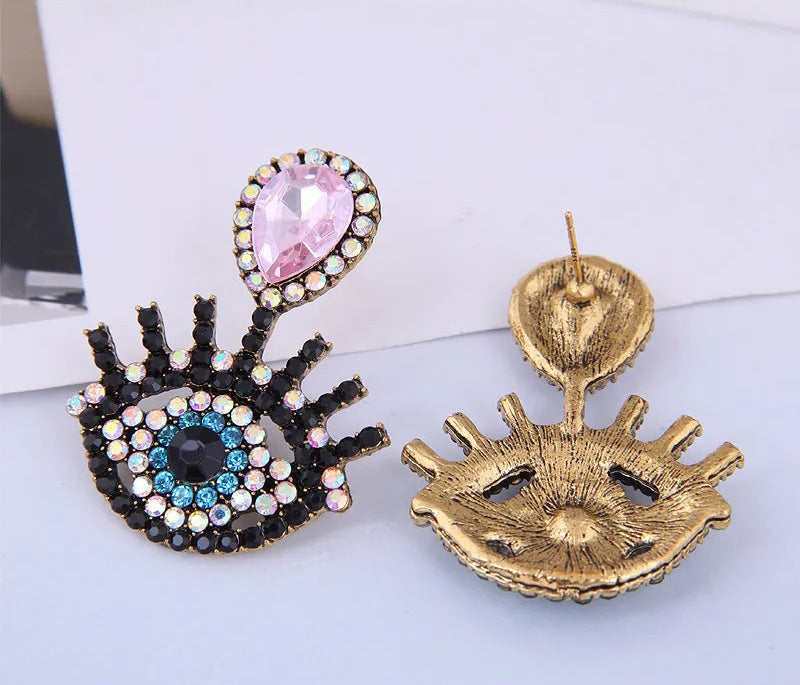 Sparkling Diamond Devil's Eye Earrings