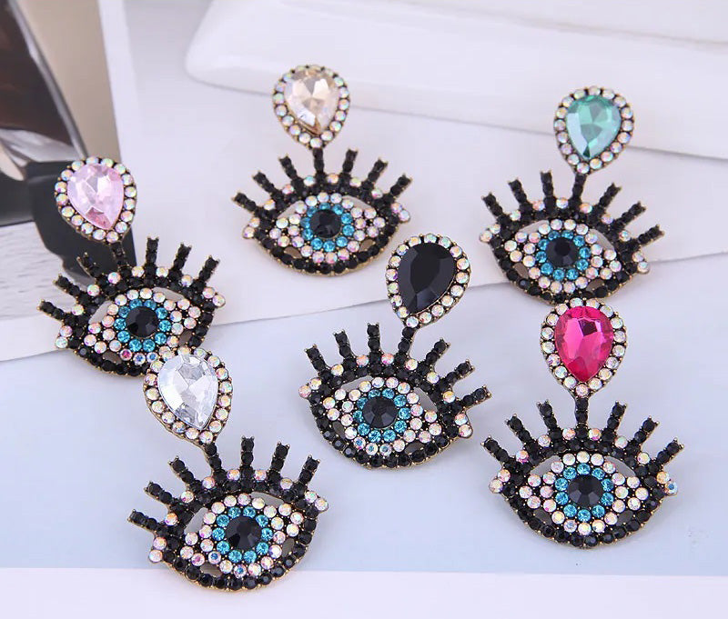 Sparkling Diamond Devil's Eye Earrings