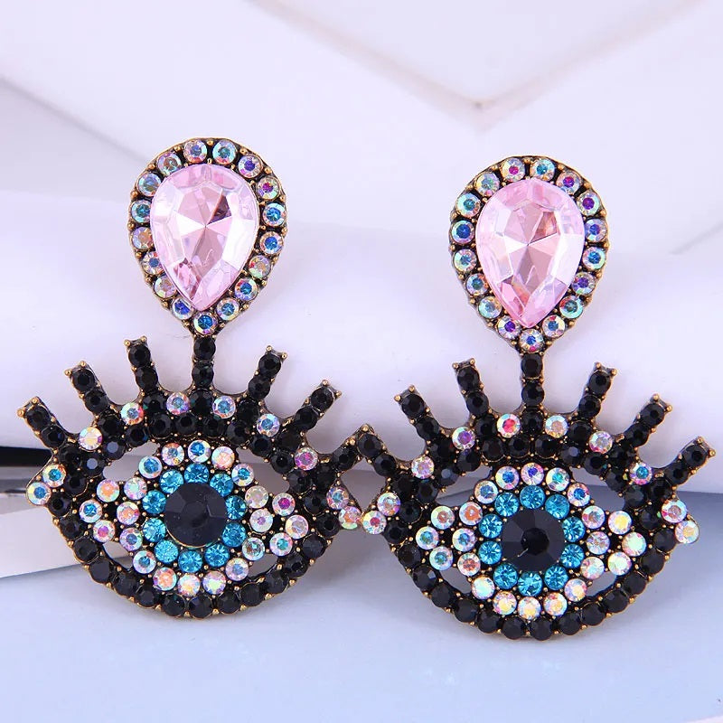 Sparkling Diamond Devil's Eye Earrings