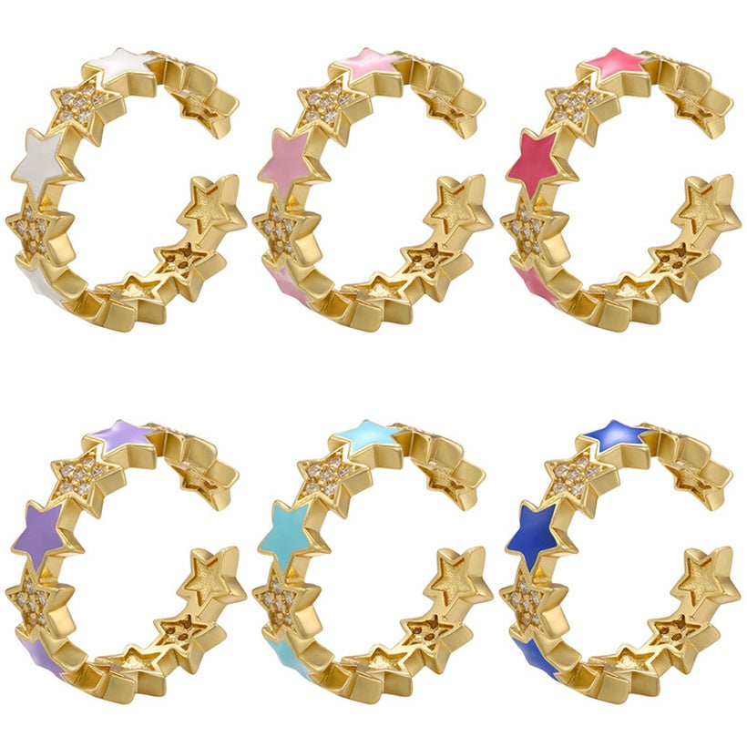 Star brass ring with zircon