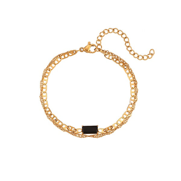 Elegant Square Stainless Steel Gold Plated Zircon Bracelet - SoCuteb2b