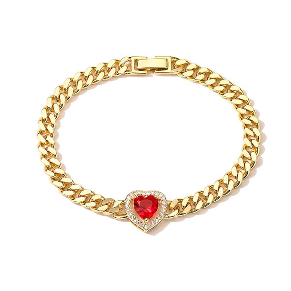 Heart Shape Copper Inlay Zircon Bracelet
