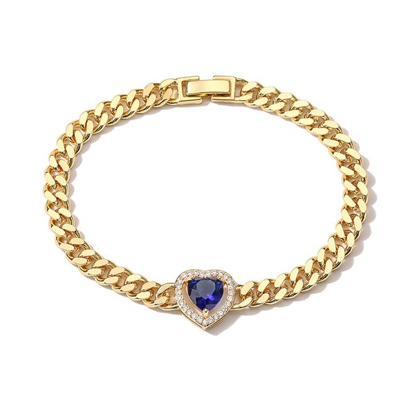 Heart Shape Copper Inlay Zircon Bracelet
