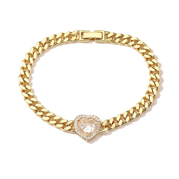 Heart Shape Copper Inlay Zircon Bracelet