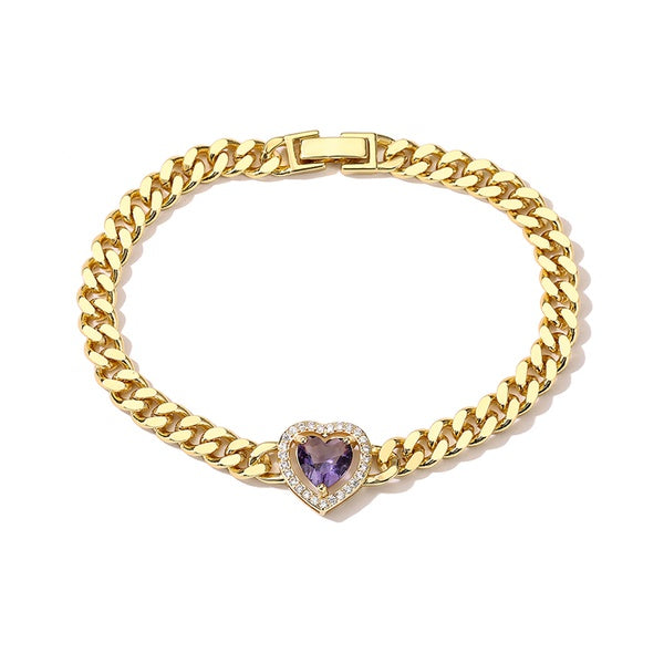 Heart Shape Copper Inlay Zircon Bracelet