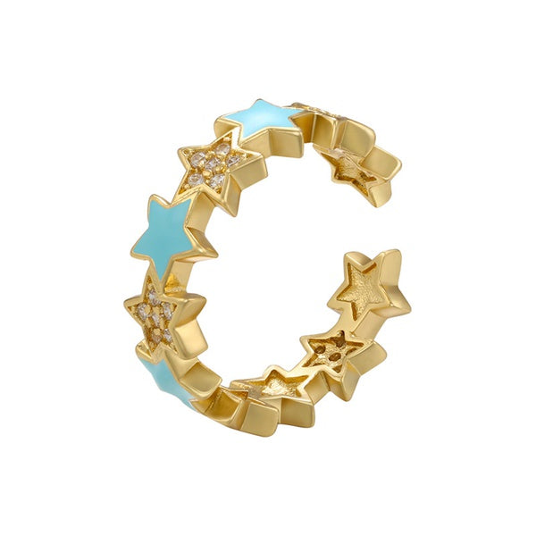 Star brass ring with zircon