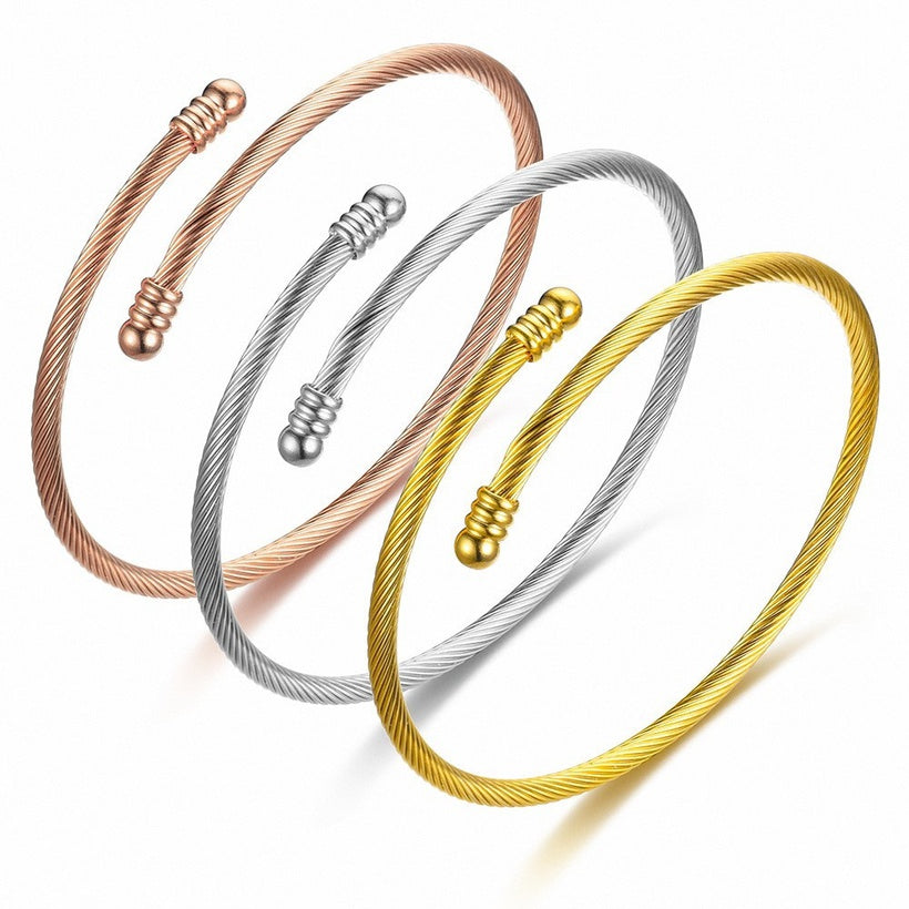 Round Head Arc Stainless Steel Open Unisex Bracelet - SoCuteb2b