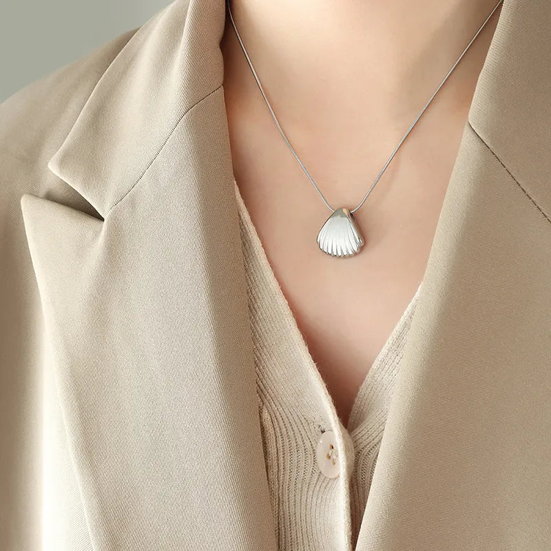 Shell Titanium Steel Plating Earrings & Necklace