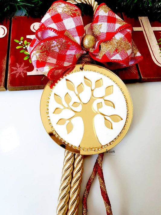 Χειροποίητο γούρι δέντρο ζωής από πλεξιγκλάς χρυσό καθρέφτη με στρας – So Cute by Dimi Wholesale