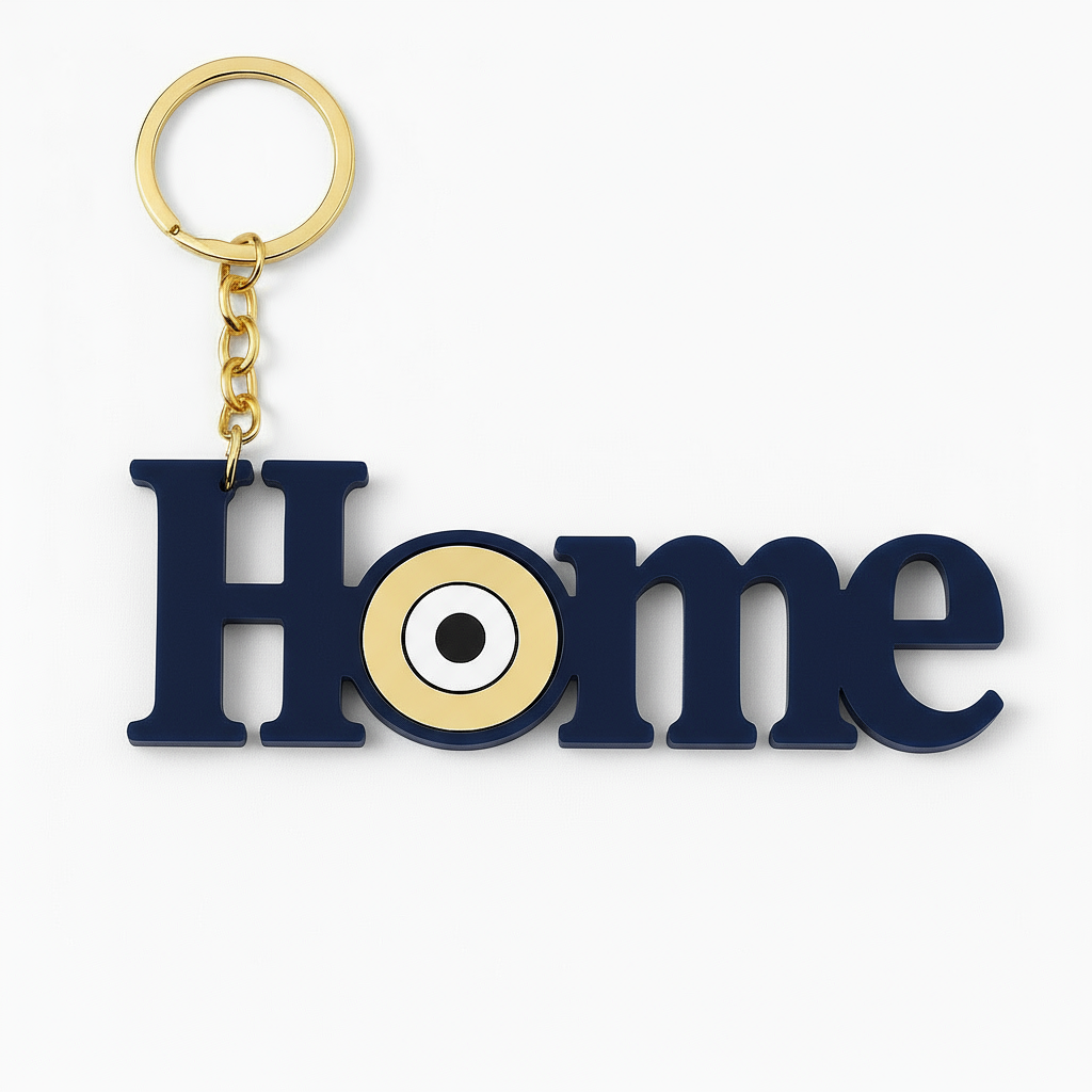 Plexiglass μπρελόκ HOME με μάτι – So Cute by Dimi Wholesale