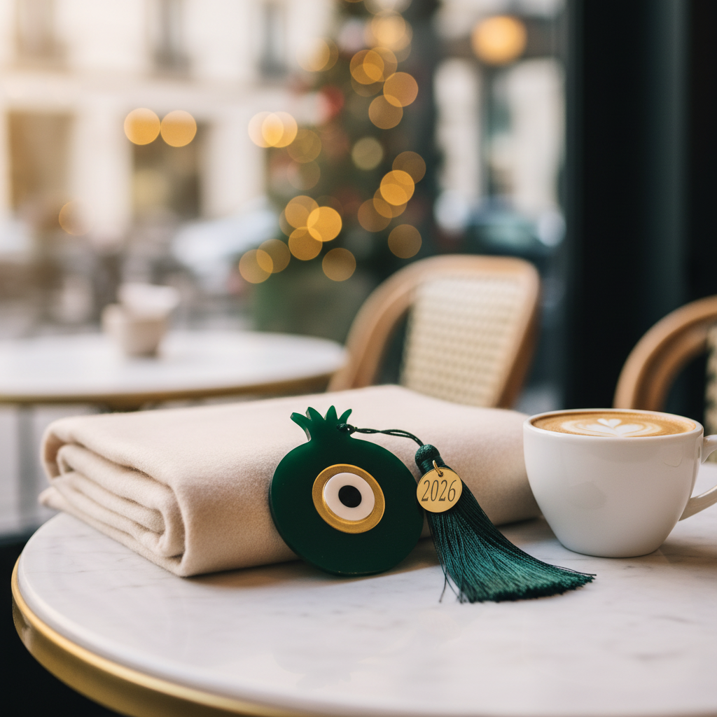 Χονδρική Γούρι Plexiglass Ρόδι με Μάτι & Φούντα 8εκ | So Cute by Dimi