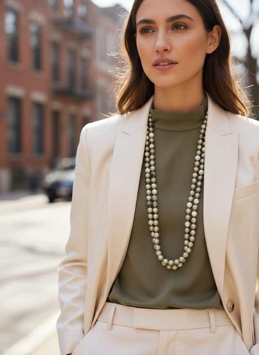 Χειροποίητο μακρύ κολιέ με πέρλες 10 mm που φοριέται διπλό – Pearl Loop Necklace – So Cute by Dimi