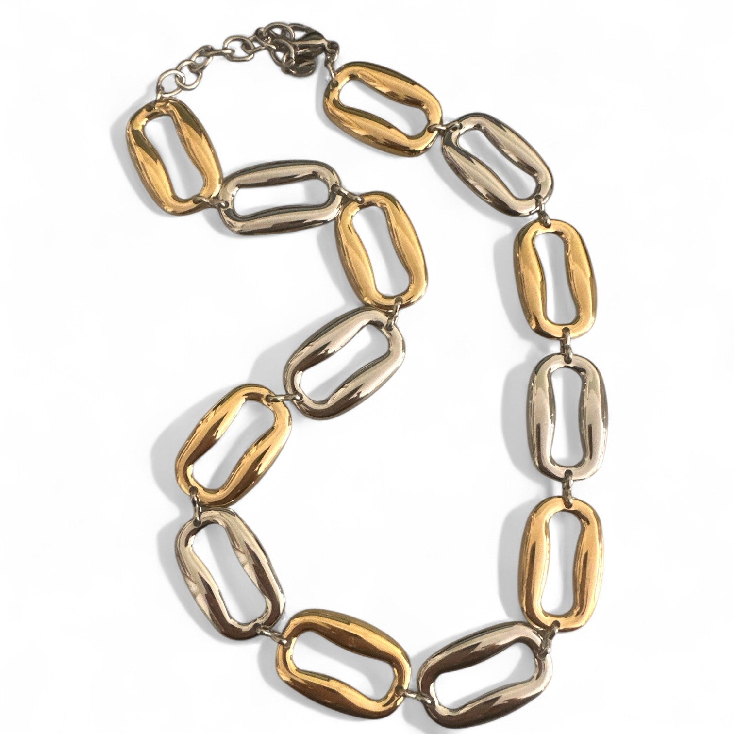 Χονδρικό statement κολιέ Bold Links από ατσάλι με μεγάλους κρίκους σε χρυσό και ασημί So Cute by DImi