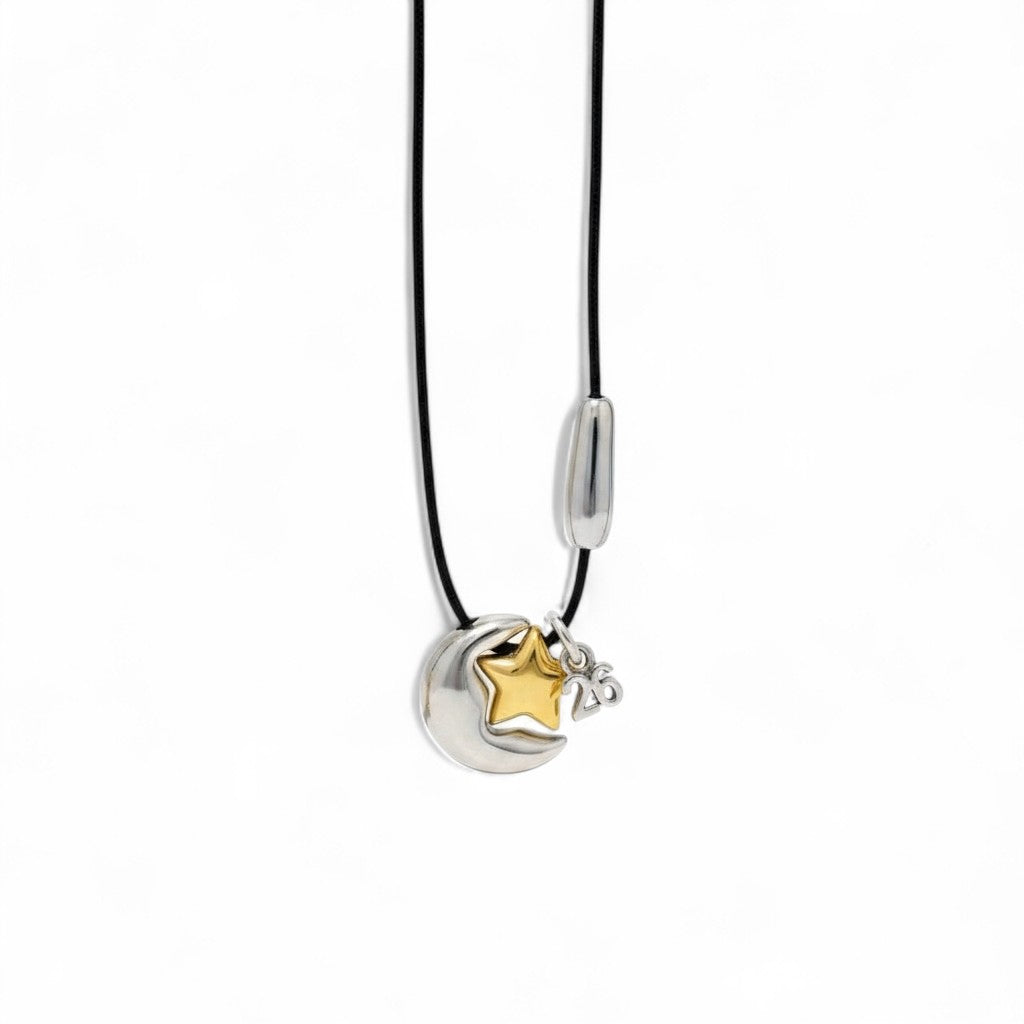 🌙⭐ Ατσάλινο Κολιέ Γούρι "Moon & Star"