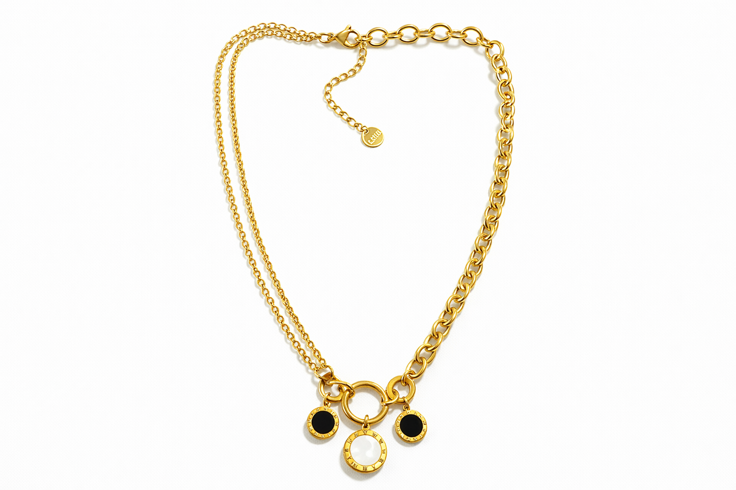 Numeral Layer Necklace stainless steel layered κολιέ με φίλντισι και χάραξη λατινικών αριθμών – So Cute by Dimi