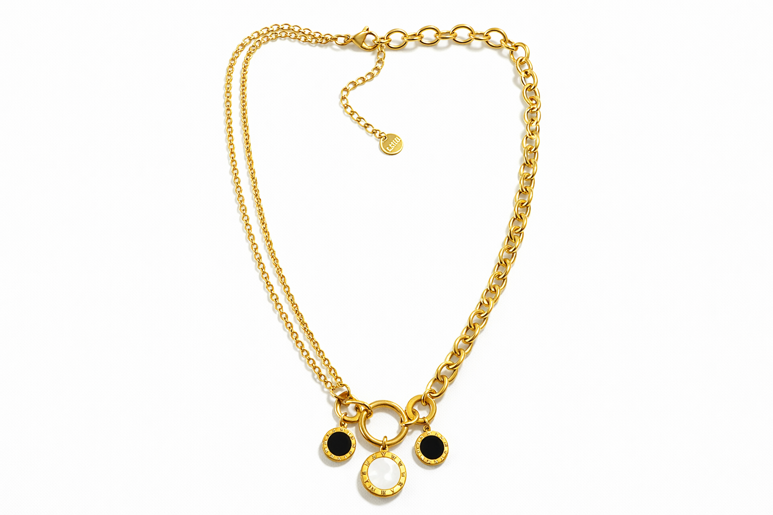 Numeral Layer Necklace stainless steel layered κολιέ με φίλντισι και χάραξη λατινικών αριθμών – So Cute by Dimi