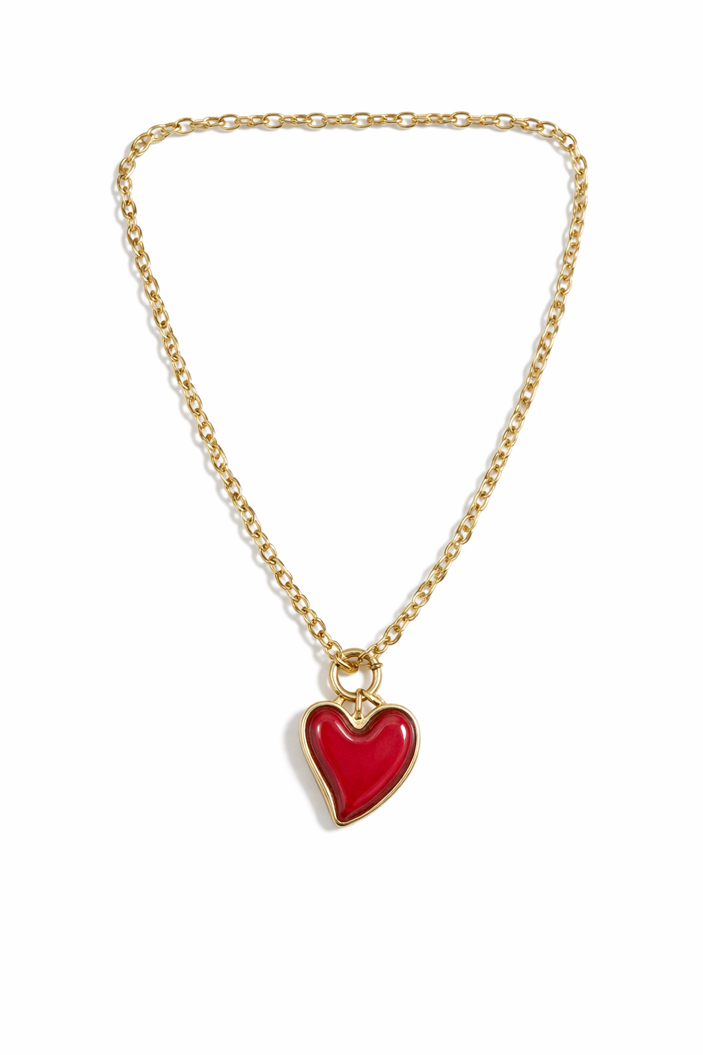 Ατσάλινο κολιέ με μπροστινό κούμπωμα και κρεμαστή καρδιά σε λευκό φόντο – So Cute by Dimi