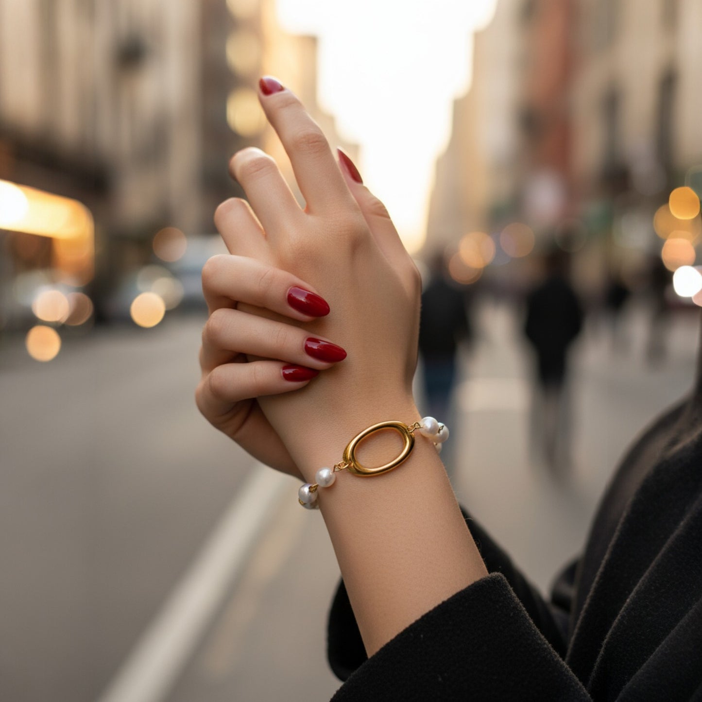 Χειροποίητο βραχιόλι με πέρλες και οβάλ επίχρυσο μοτίφ – Isadora Bracelet – So Cute by Dimi