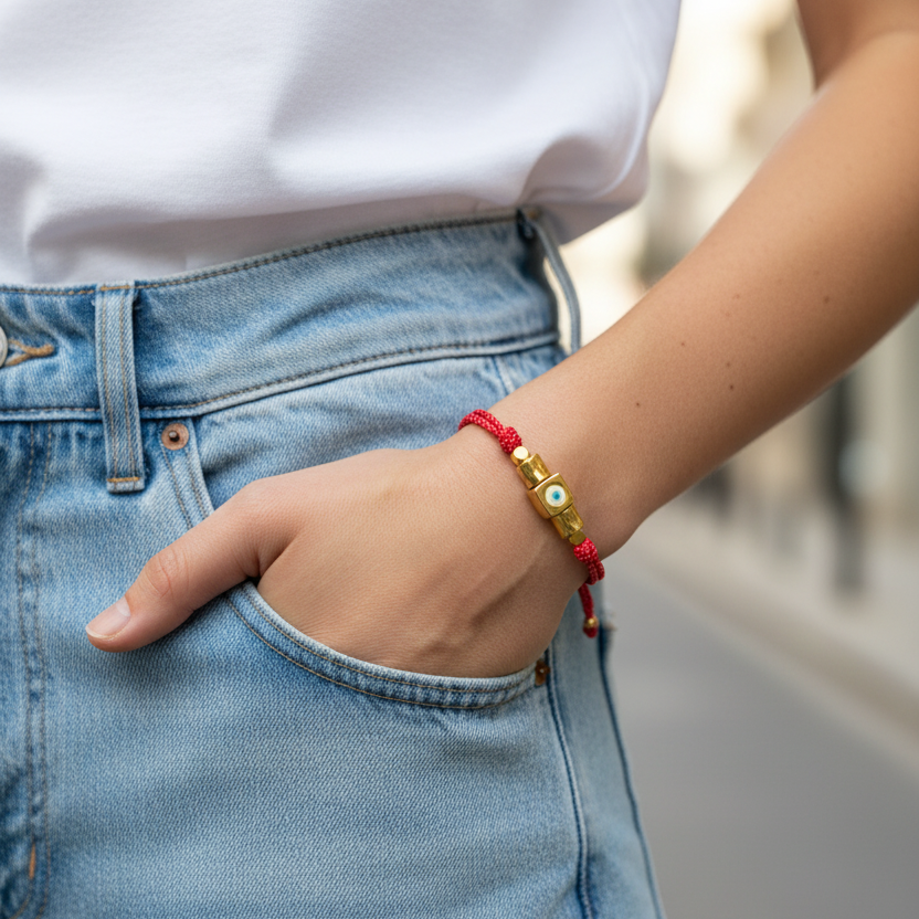 Χειροποίητο βραχιόλι Μάρτης με κύβο μάτι So Cute by Dimi – κωδ. 1-501-2860