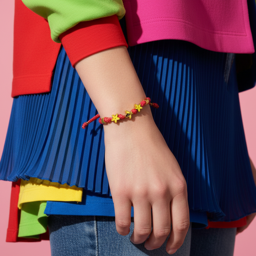 Χειροποίητο βραχιόλι Μάρτης με μέλισσα και λουλούδια So Cute by Dimi – κωδ. 1-501-2862