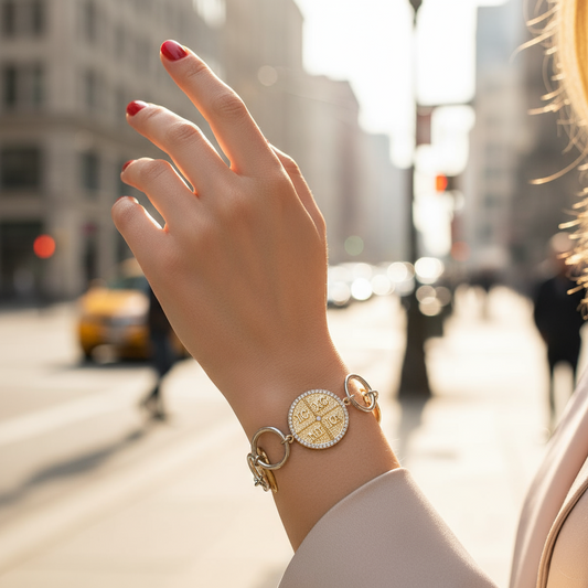 ⚡🚚 Βραχιόλι “Modern Byzantium” με Μεταλλικούς Δίσκους