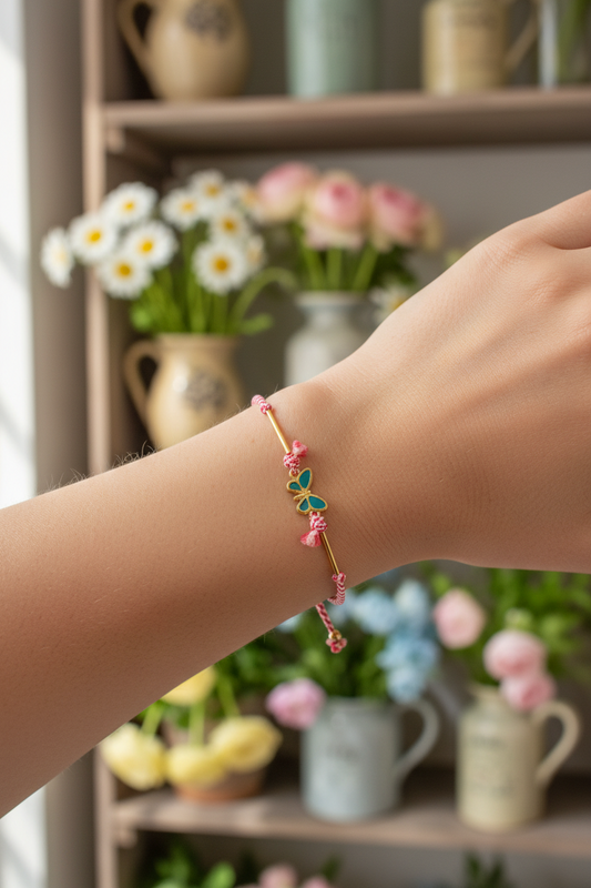 Χειροποίητο μαρτάκι Butterfly Vitro με επίχρυση πεταλούδα και σμάλτο βιτρώ, So Cute by DImi