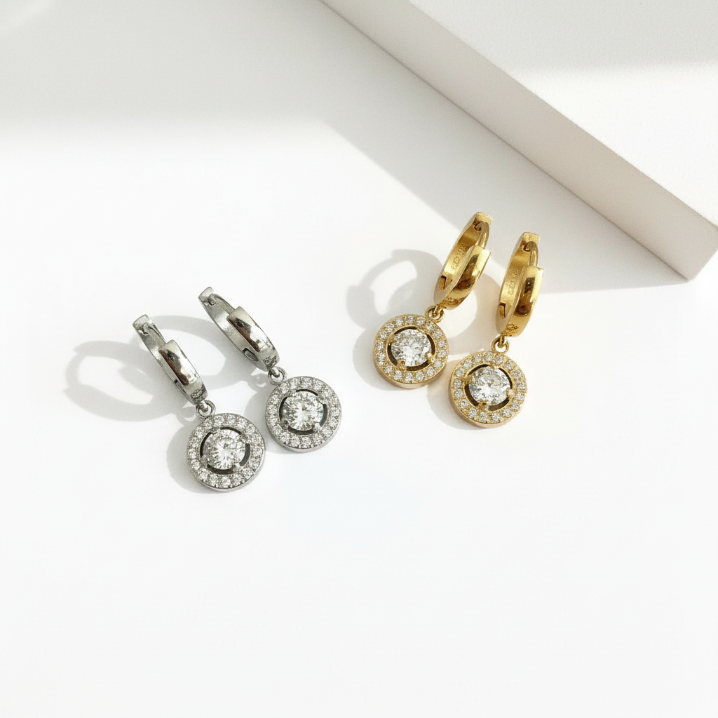 Mini Celeste Earrings – Χονδρική ατσάλινα σκουλαρίκια με κρικάκι & ζιργκόν σε χρυσό και ασημί | So Cute by Dimi Wholesale