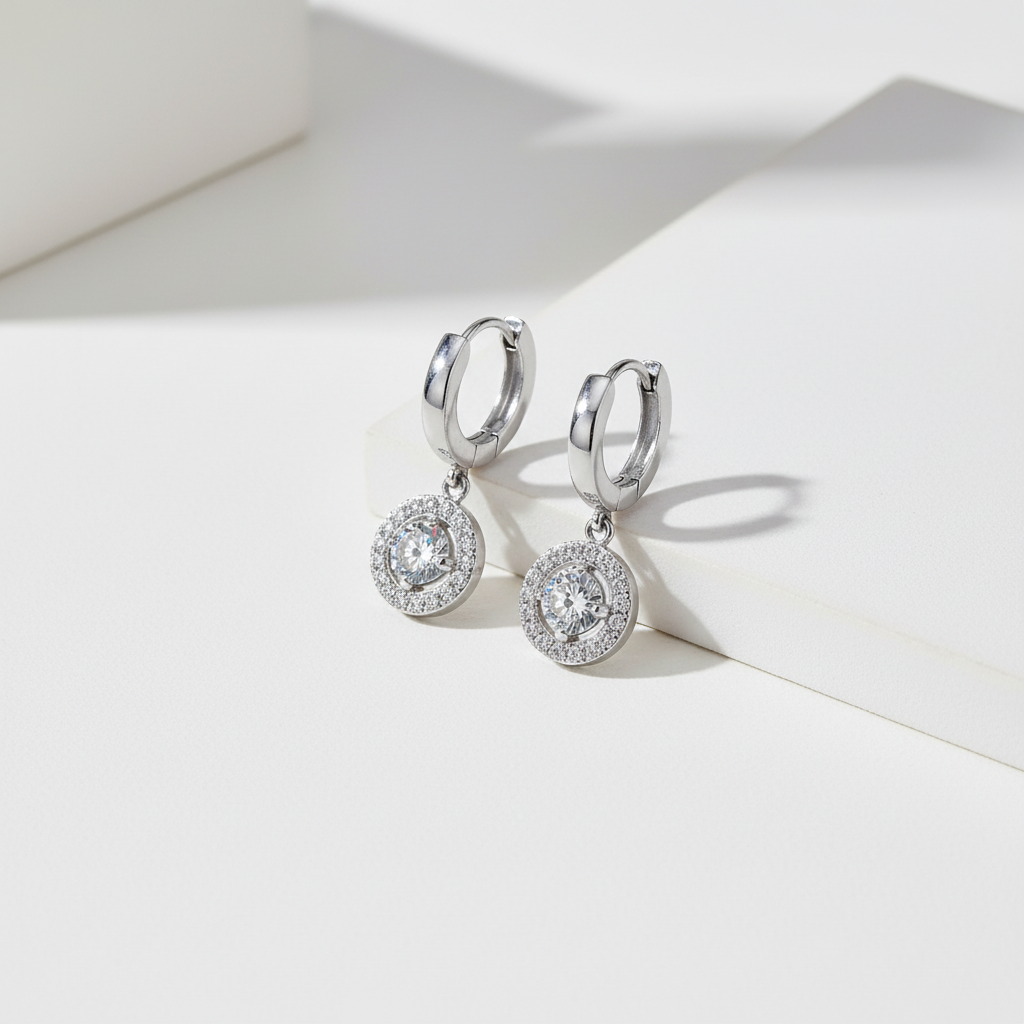 Mini Celeste Earrings – Χονδρική ατσάλινα σκουλαρίκια με κρικάκι & ζιργκόν σε χρυσό και ασημί | So Cute by Dimi Wholesale
