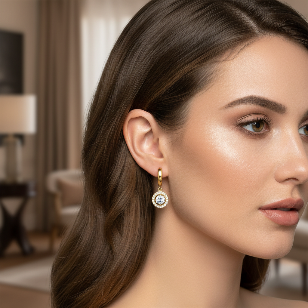 Mini Celeste Earrings – Χονδρική ατσάλινα σκουλαρίκια με κρικάκι & ζιργκόν σε χρυσό και ασημί | So Cute by Dimi Wholesale