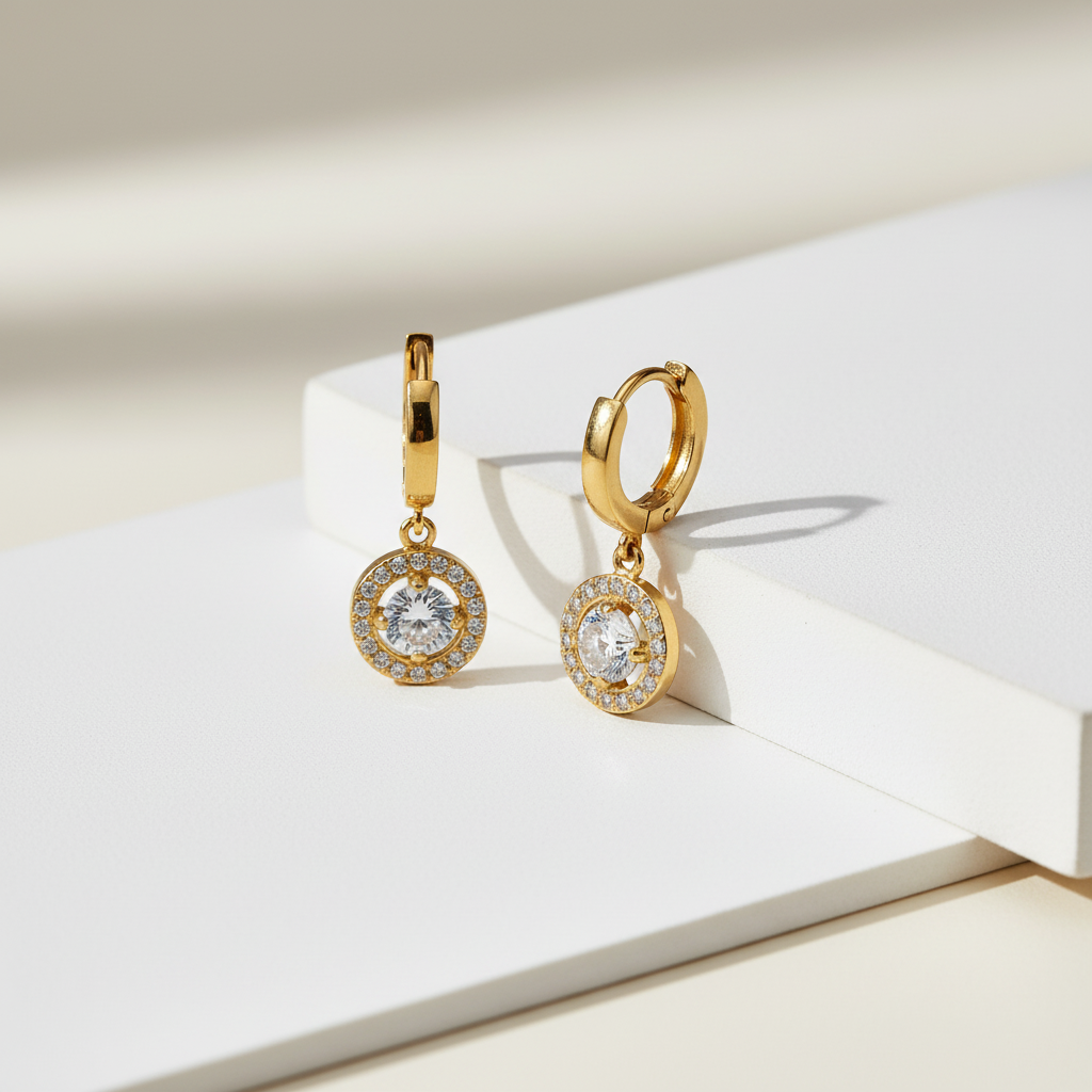 Mini Celeste Earrings – Χονδρική ατσάλινα σκουλαρίκια με κρικάκι & ζιργκόν σε χρυσό και ασημί | So Cute by Dimi Wholesale