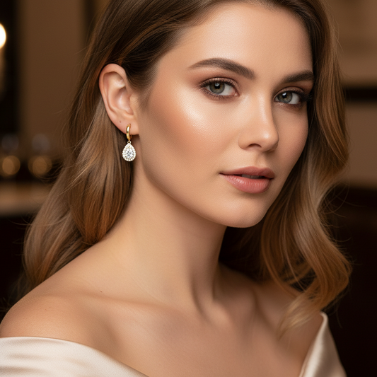 Ατσάλινα σκουλαρίκια mini κρίκος με δάκρυ κρύσταλλο και ζιργκόν, So Cute by Dimi – Κωδ. 1-502-3155
