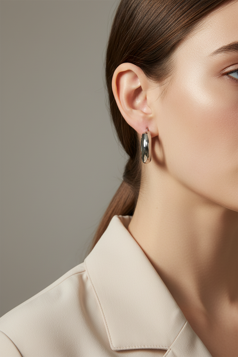 ⚡🚚 Bold Curve Hoops 30mm Slim – Ατσάλινα Σκουλαρίκια