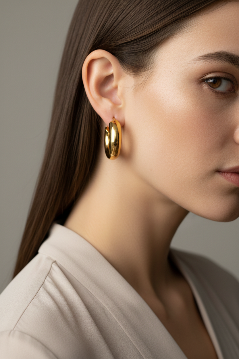 ⚡🚚 Bold Curve Hoops 30mm Slim – Ατσάλινα Σκουλαρίκια