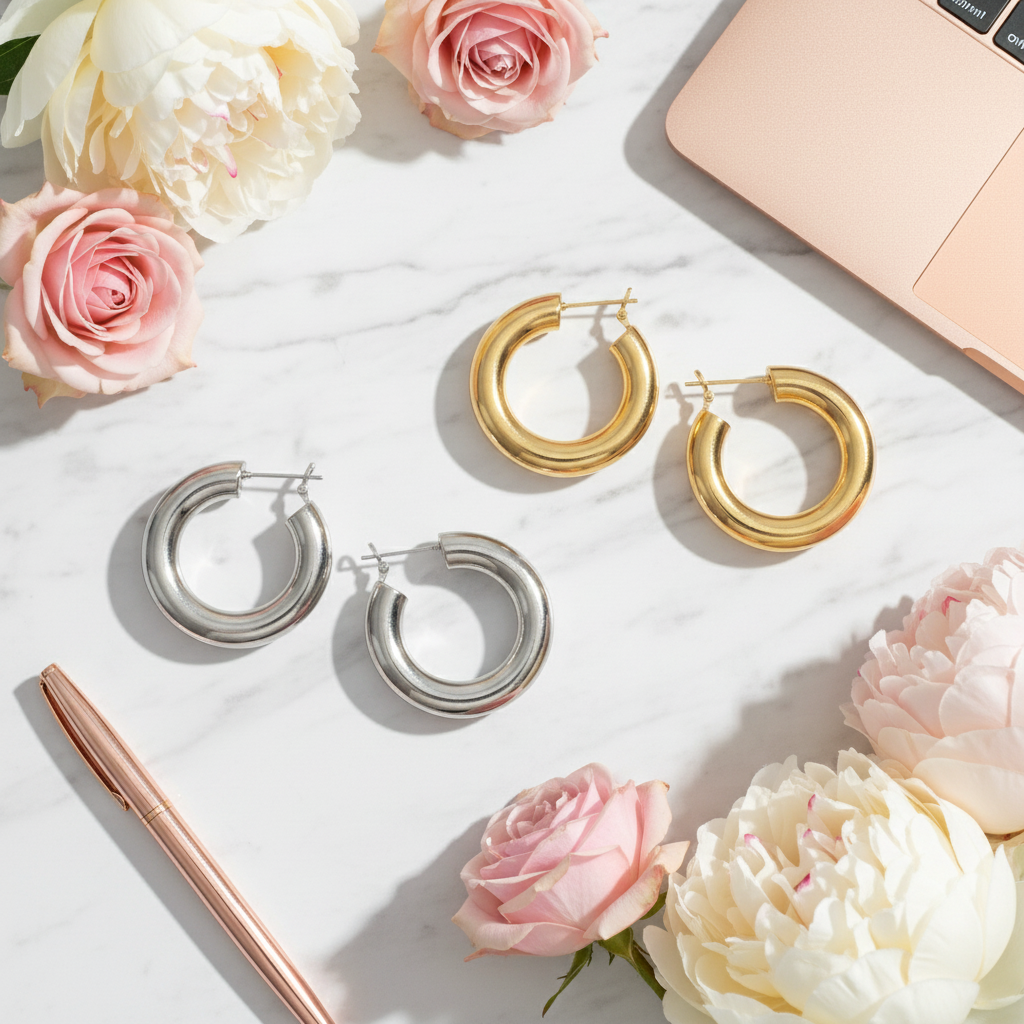 Bold Curve Hoops 40mm slim ατσάλινα σκουλαρίκια σε χρυσό και ασημί με καμπυλωτό design