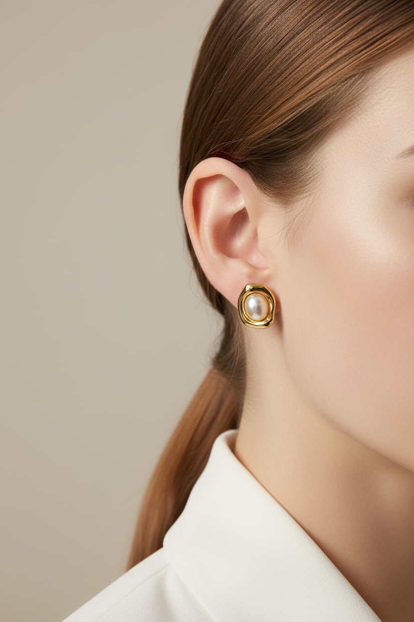 Aria Pearl Stud Earrings – Ατσάλινα Καρφωτά Σκουλαρίκια με Πέρλα | So Cute by Dimi