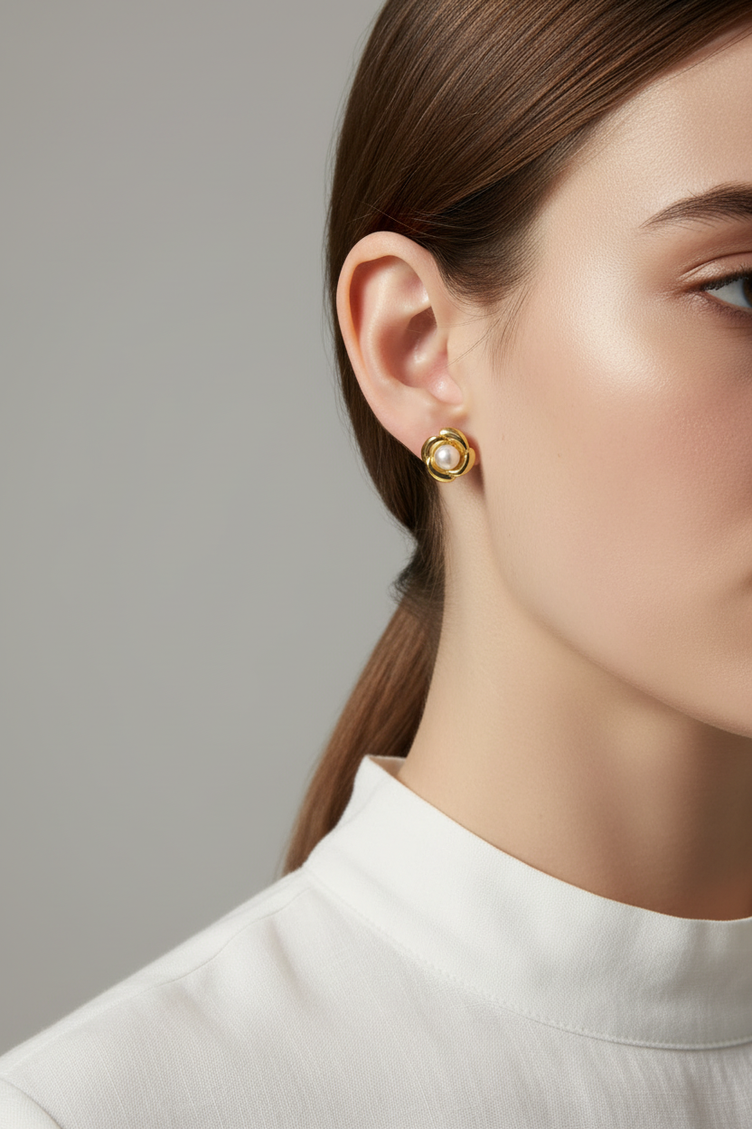 Mini ατσάλινα καρφωτά σκουλαρίκια Aria Mini Bloom με πέρλα 1,2 εκ – So Cute by Dimi