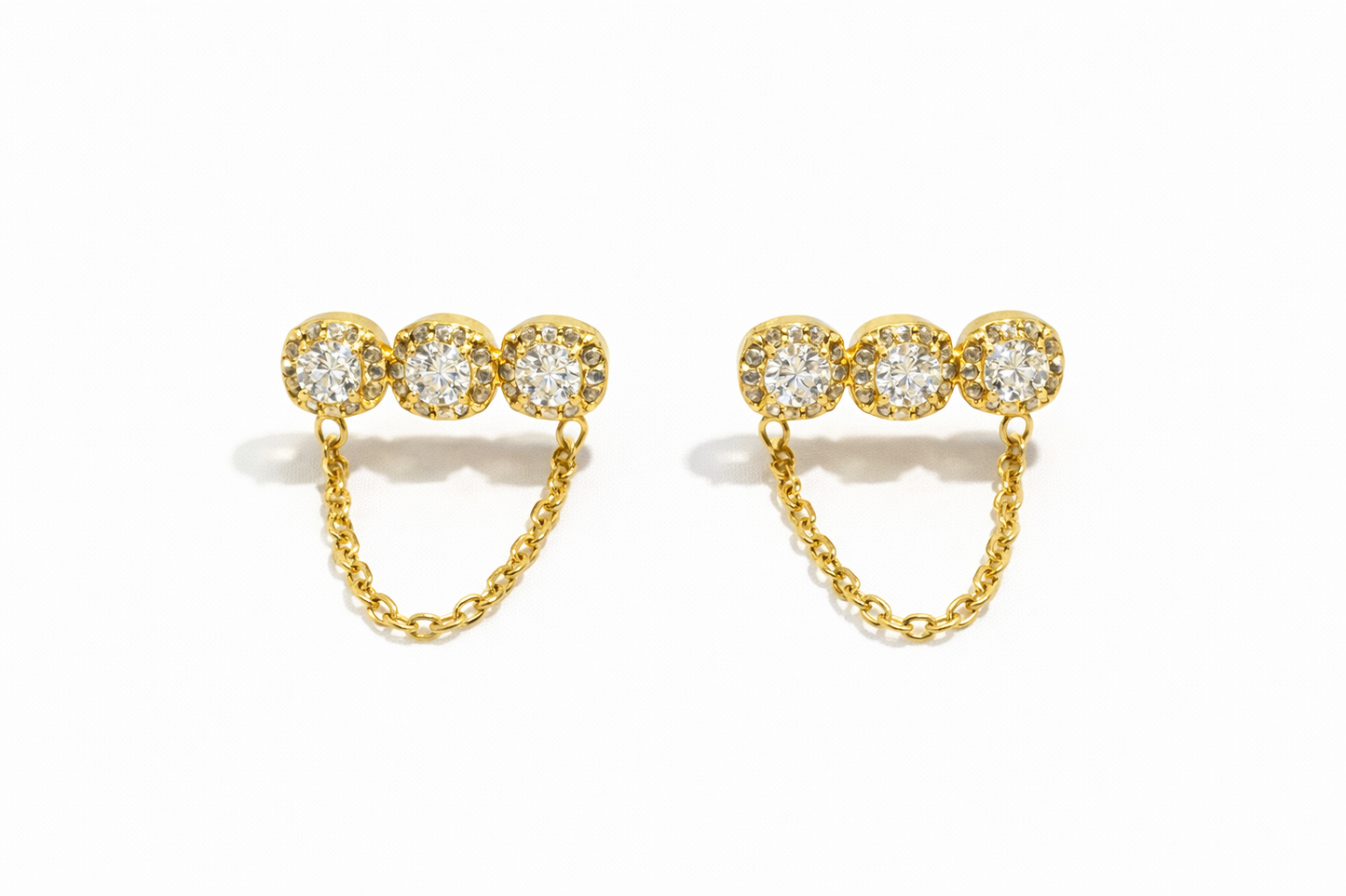 Trinity Chain Earrings stainless steel σκουλαρίκια με ζιργκόν και αλυσίδα – So Cute by Dimi