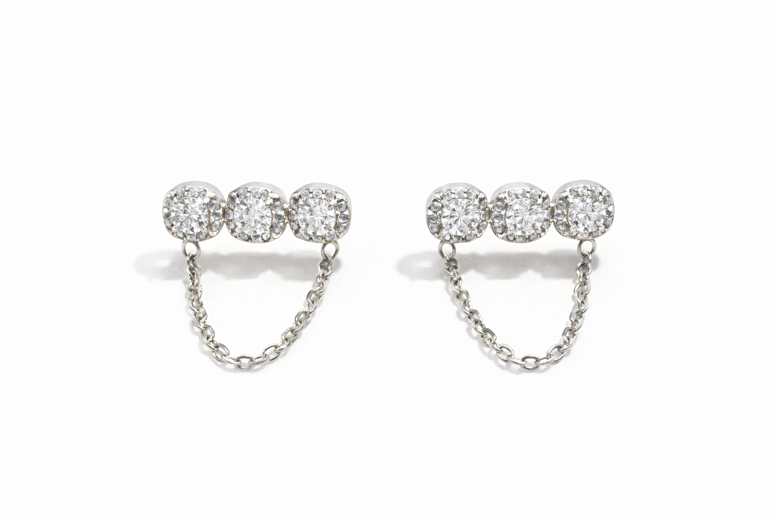 Trinity Chain Earrings stainless steel σκουλαρίκια με ζιργκόν και αλυσίδα – So Cute by Dimi