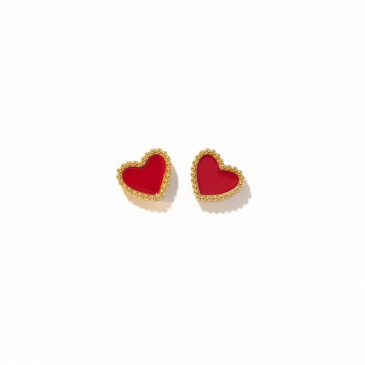 ⚡🚚 Mini Red Heart Stud Earrings – Ατσάλινα Καρφωτά Σκουλαρίκια Καρδιά