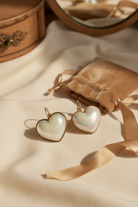 Valentina Pearl Heart Earrings – ατσάλινα σκουλαρίκια καρδιά με περλέ υφή χονδρική So Cute by Dimi (κωδ. 1-502-3265)