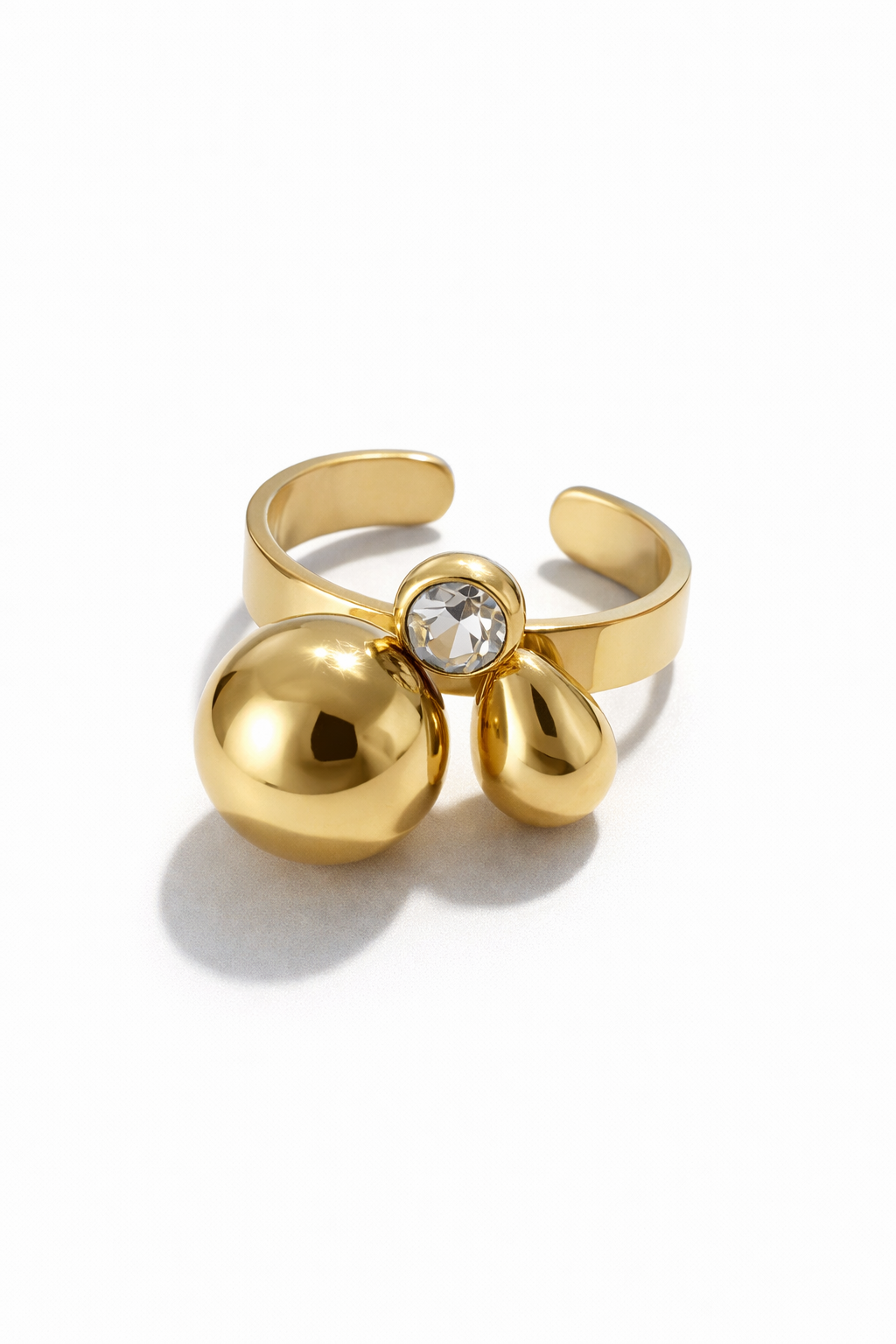 Sphere Drop Ring stainless steel statement δαχτυλίδι με μπίλια, σταγόνα και ζιργκόν – So Cute by Dimi