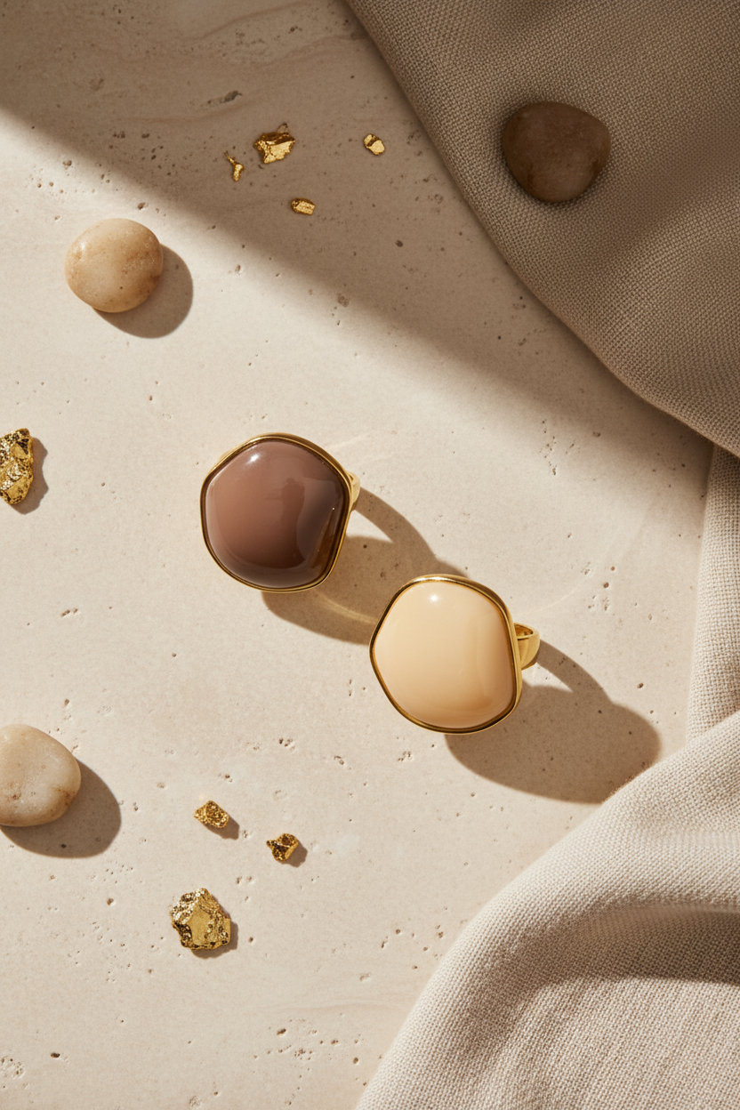 ⚡🚚 Gaia Stone Ring – Ατσάλινο Δαχτυλίδι με Ακανόνιστη Πέτρα