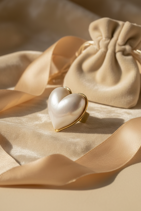 Valentina Pearl Ring – ατσάλινο δαχτυλίδι καρδιά με πέρλα χονδρική So Cute by Dimi (κωδ. 1-503-0939)