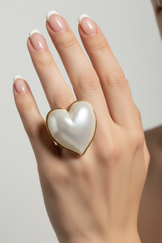 Valentina Pearl Ring – ατσάλινο δαχτυλίδι καρδιά με πέρλα χονδρική So Cute by Dimi (κωδ. 1-503-0939)