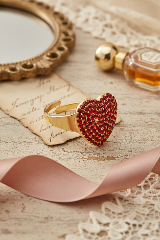 Crimson Amour Ring – ατσάλινο δαχτυλίδι καρδιά με ζιργκόν χονδρική So Cute by Dimi (κωδ. 1-503-0940)