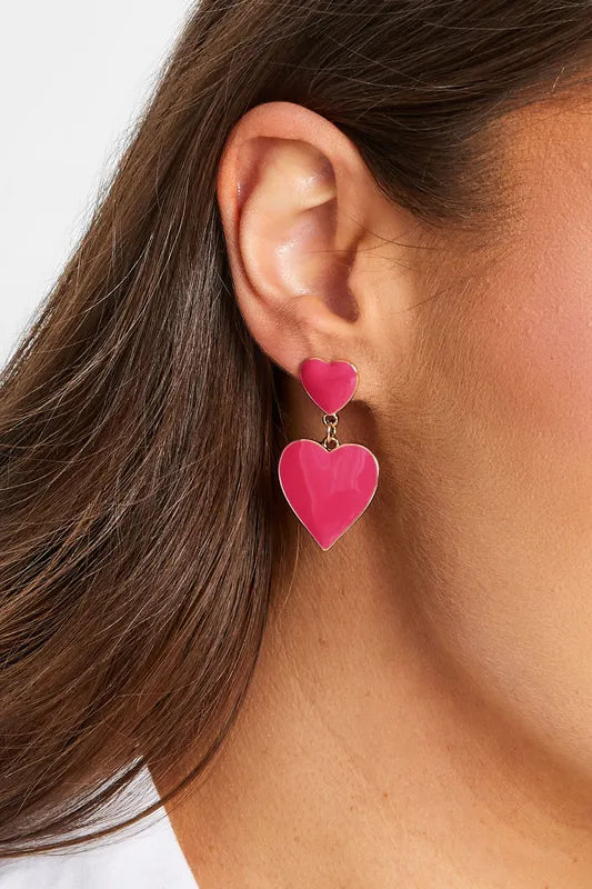 Heart Colour Stainless Steel 18K Gold Plated Drop Earrings