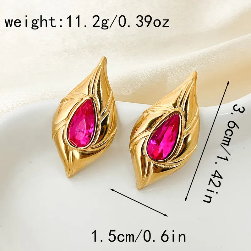 Elegant Romantic Flower Plating 304 Stainless Steel 14K Gold Plated Ear Studs