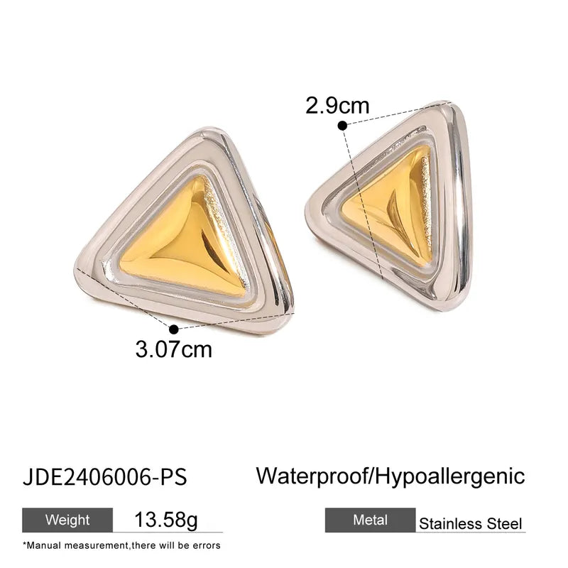 Two Tones Geometric Plating 304 Stainless Steel Ear Studs