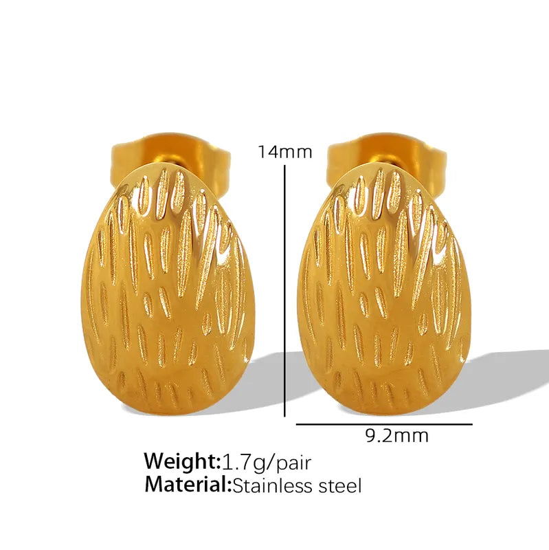 Shell Scallop Plating Inlay Titanium Steel Rhinestones 18K Gold Plated Ear Studs